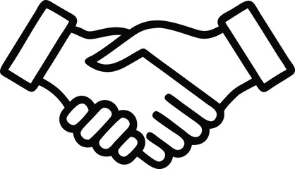 Poster - Black silhouette illustration of two hands shaking depicting agreement and partnership