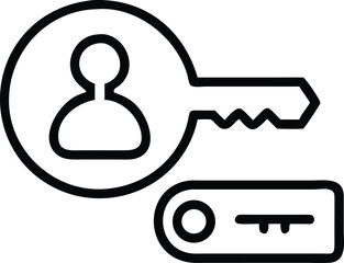 Fototapete - Black silhouette login icon with user outline and key design element