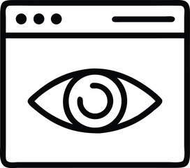 Poster - Black silhouette of an eye symbol over a web browser window graphic design
