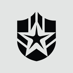 Poster - Black star shield emblem modern design symbol graphic element isolated on white