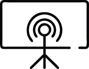 Poster - Black streaming icon silhouette displaying a broadcast symbol with transparency
