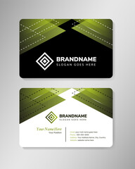Poster - double sided business card design template. Simple Business Card design with triangle green gradient on white and black background. Modern Visiting Card template.