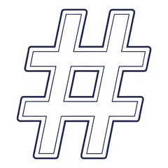 Poster - Clean blue outline hashtag symbol isolated on white background with double lines