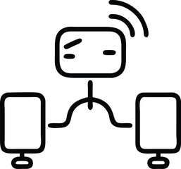 Poster - Clean silhouette outline of a remote workspace suggesting modern work environment