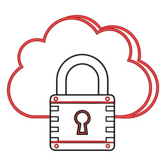 Poster - Cloud computing security and data protection represented by a locked padlock