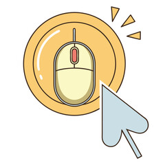 Aufkleber - Computer mouse and click icon representing online digital interaction on white background