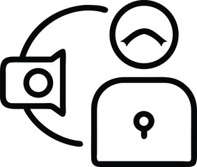 Poster - Conceptual vector illustration of privacy protection with a black outline icon