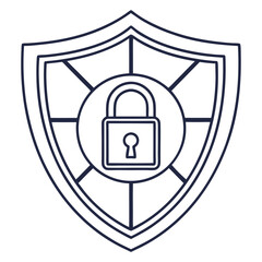 Poster - Digital security concept represented by a shield and padlock simple minimalist illustration