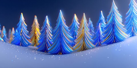 Wall Mural - Snow-covered trees standing tall in a winter forest landscape during daylight.