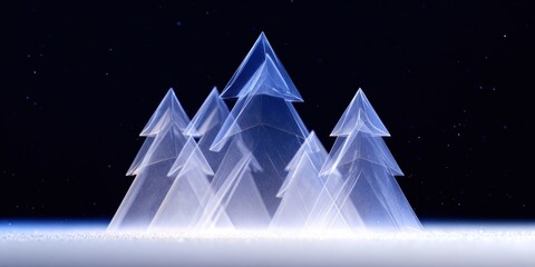 Wall Mural - Three bare trees standing in a snowy landscape under a clear sky during daylight.