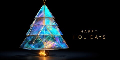 Wall Mural - arafly-shaped christmas tree with a glowing star topper and 
