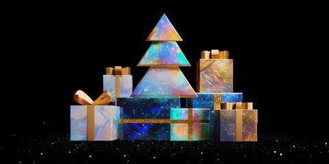 Wall Mural - Stacked colorful gift boxes in bright daylight, ideal for holiday, celebration, and festive themes.