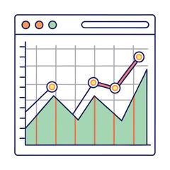 Poster - Flat design illustration of a financial trend chart displayed in a browser window