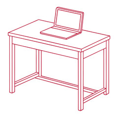 Poster - Isometric vector illustration of a desk and laptop computer workspace graphic