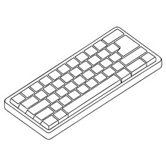 Poster - Isometric view black and white keyboard layout for computer and electronic design