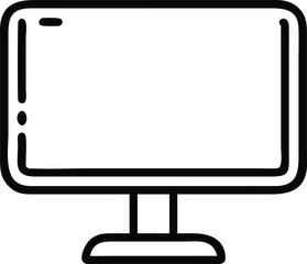 Poster - Minimalist black silhouette of a desktop monitor outline displaying technology graphics