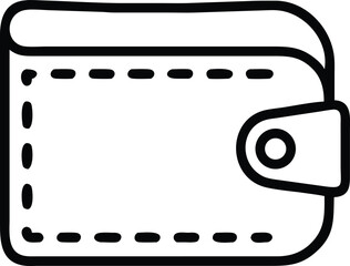Poster - Minimalist black silhouette outline icon design of a wallet for financial security