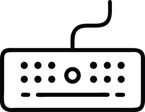Simple black keyboard outline icon with transparent background for graphic design