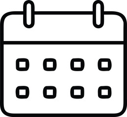 Poster - Simple black outline icon depicting a calendar with transparency for design