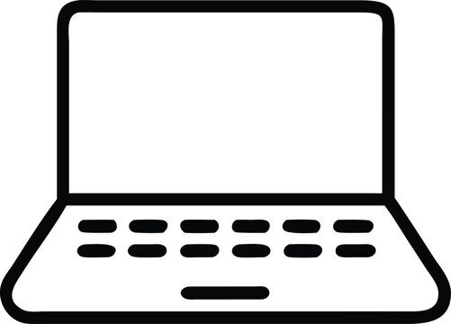 Simple black outline icon of a laptop design for web and digital projects
