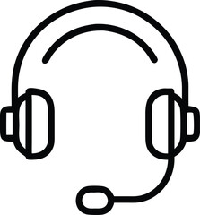 Poster - Simple black silhouette of a headset with microphone for communication design