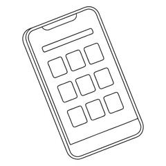 Fototapete - Simple line art illustration of a smartphone mobile phone with app icons