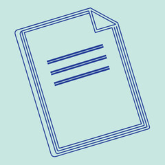 Poster - Simple minimalist illustration of a document with lines on a light blue background