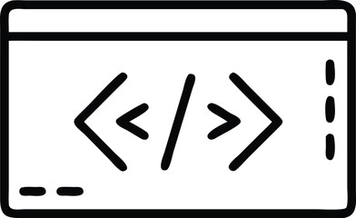 Poster - Simple outline of code brackets on screen silhouette design