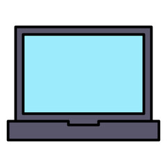 Poster - Laptop Computer Notebook PC Device Icon Vector Technology Work Study Outline Filled Flat Design Symbol Isolated