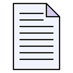Poster - Document Paper Report File Icon Vector Blank Page Text Outline Filled Flat Design Symbol Isolated