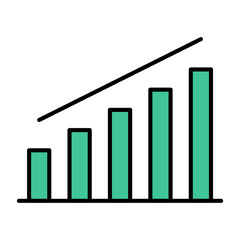 Poster - Bar Chart Growth Progress Trend Icon Vector Data Analysis Statistics Business Finance Outline Line Symbol Isolated