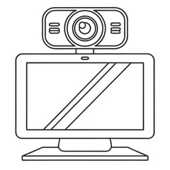 Fototapete - Vector illustration of a computer monitor and webcam for online meetings and video calls