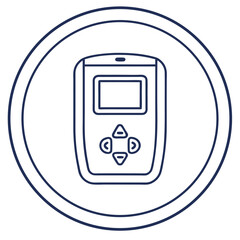 Poster - Vector illustration of a modern remote control outline within a circular frame