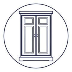 Poster - Vector illustration of double door within a circle isolated on white background