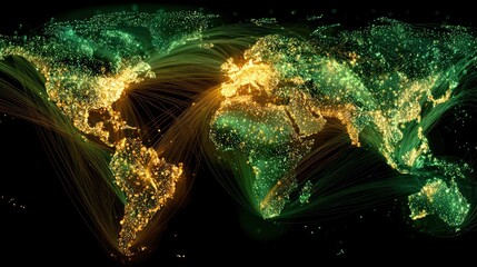 Poster - Global Connections: A Network of Lights Illuminating Worldwide Interconnectivity