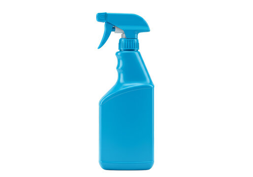 Isolated 3d Rendering of a Blue Cleaning Spray Bottle on Transparent