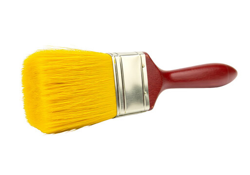 Isolated Rendering of Yellow Paintbrush Tool on Transparent Background