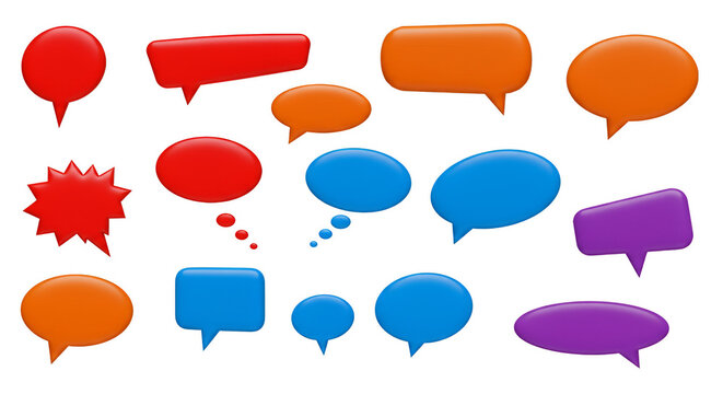 Illustration of Multicolor Speech Bubbles on Transparent Background
