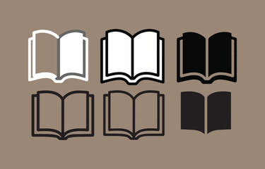 Poster - Six Open Book Icons in Different Styles and Colors on a Neutral Background for Education