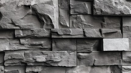 Poster - Monochrome Stone Wall Texture, Ideal for Construction Mockups and Architectural Visualization Projects : Generative AI