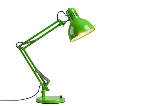 Isolated Transparent Background of Green Desk Lamp Table Equipment