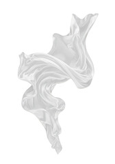 Poster - Isolated Elegant White Silk Satin Cloth Drape Flowing in Transparent Background