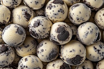 Aufkleber - Close-Up of Cookies and Cream Ice Cream Scoops, Representing Summer Indulgence and Sweet Treat Advertising : Generative AI