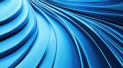 Leinwandbilder - Abstract Blue Metallic Curves, Ideal for Modern Technology, Innovation, and Corporate Branding Projects, Evoking a Sense of Flow and Connectivity : Generative AI