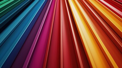 Poster - Abstract Rainbow Metal Panels Converging, Symbolizing Diversity and Inclusion in a Modern World, Ideal for Creative Solutions and Teamwork : Generative AI