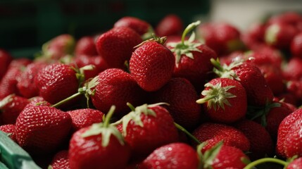 Poster - Pile of Fresh Strawberries in Bright Sunlight, Representing Summer Harvest and Healthy Eating : Generative AI