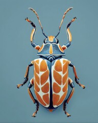 Aufkleber - Detailed Jewel Beetle With Intricate Patterns Against Plain Backdrop, Showcasing Biodiversity and Entomological Research for Educational Purposes : Generative AI