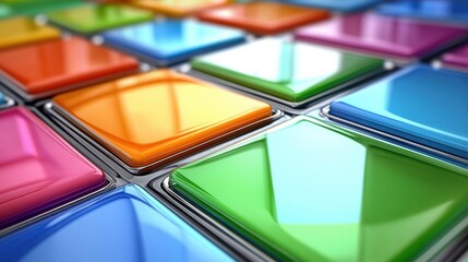 Aufkleber - Array of Colorful Square Tiles in Close-Up, Symbolizing Technology Solutions and Modern Innovation, Ideal for Software Development : Generative AI