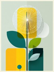 Poster - Geometric Dandelion Flower With Abstract Style, Symbolizing Growth and Environmental Awareness for Sustainable Business Practices : Generative AI