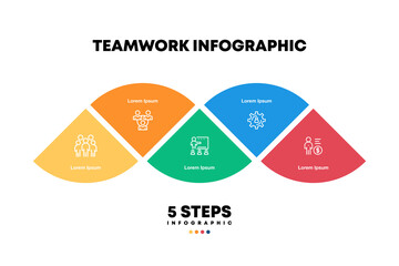 Poster - Vector infographic teamwork template with 5 options for presentations business. Vector illustration Eps	

